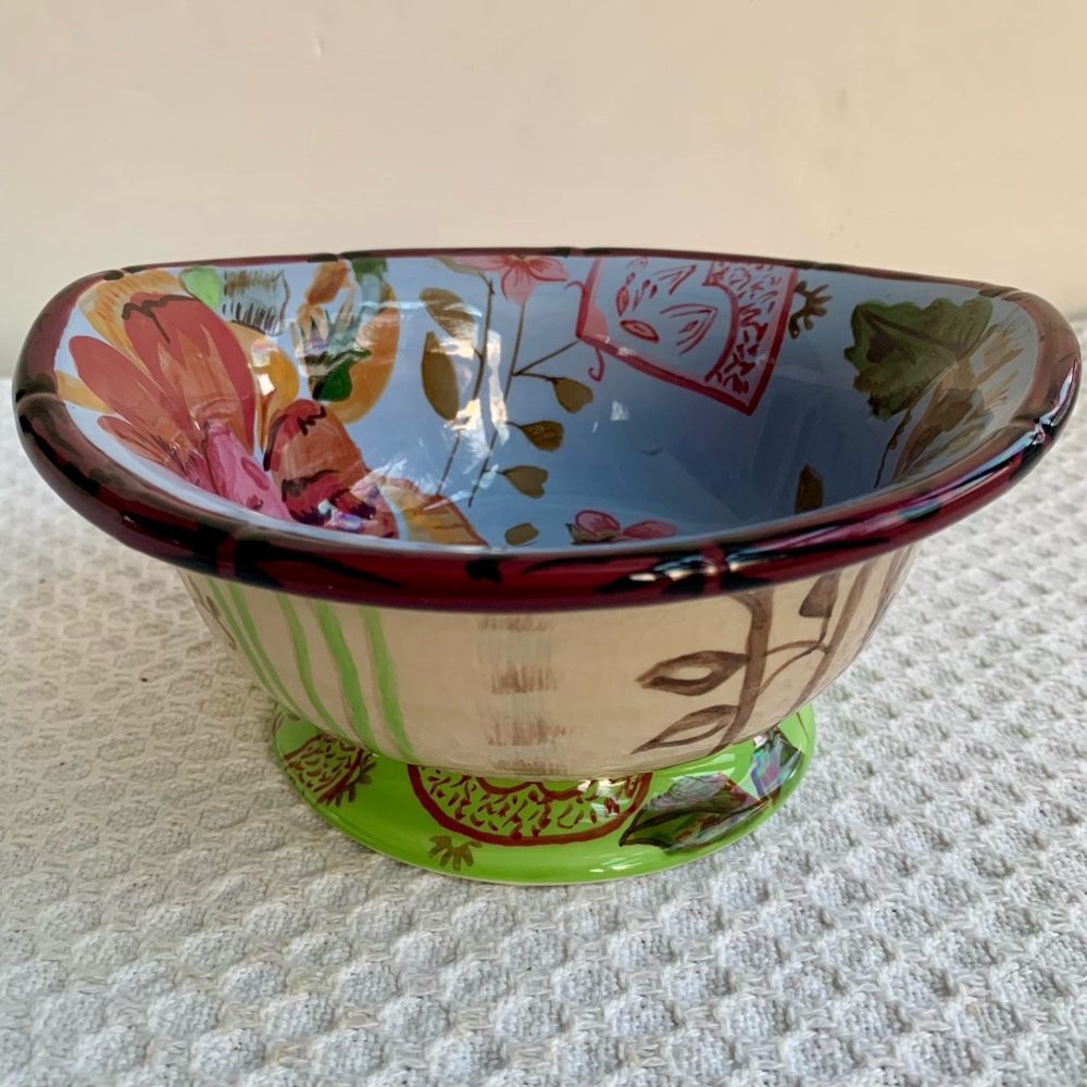 Tracy Porter Thalia Collection Hand Painted Ceramic Bowl 6.5”